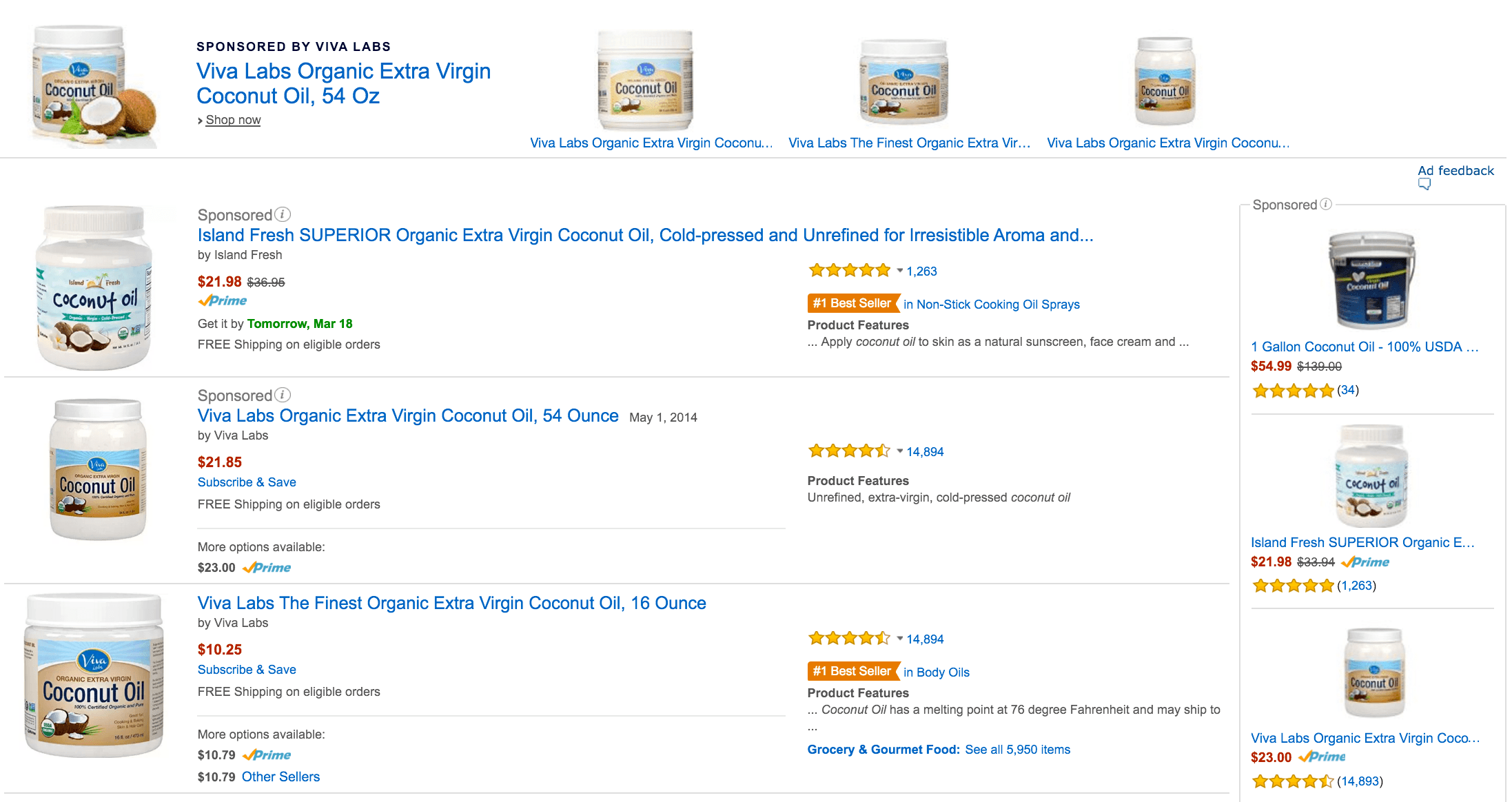 Coconut oil products on Amazon